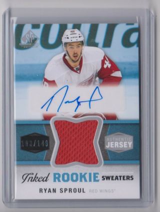 14 - 15 2014 - 15 Sp Game Inked Rookie Sweaters Irsrs Ryan Sproul 103/149