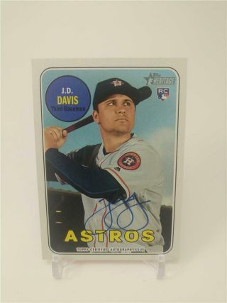 2018 Topps Heritage High Number J.  D.  Davis Real Ones Rookie Auto Houston Astros
