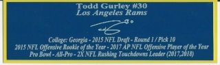 Todd Gurley Los Angeles Rams Autograph Nameplate Football Helmet Jersey