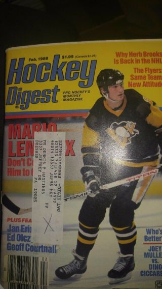 Nhl Hockey Digest Feb 1988 Mario Lemieux