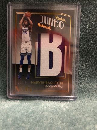 Marvin Bagley Iii 2018 - 19 Noir Rookie Material Jumbo Gold 3/10 B Letter Patch