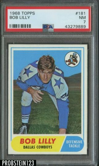 1968 Topps Football 181 Bob Lilly Dallas Cowboys Hof Psa 7 Nm