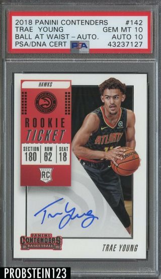 2018 - 19 Contenders Rookie Ticket Trae Young Rc Psa 10 Psa/dna 10 Auto