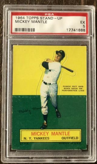 1964 Topps Stand Up Mickey Mantle Psa 5 Extremely Fine.  Mantle Topps Punch Out