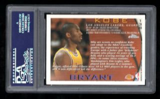 1996 - 97 Topps Chrome 138 Kobe Bryant Rookie RC PSA 8 NM - MT 2