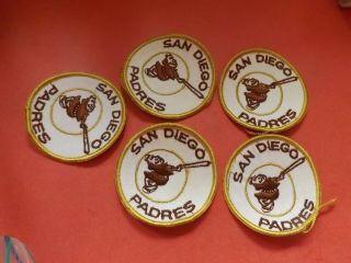 5 Vintage San Diego Padres 3 " Round Patches 1970 