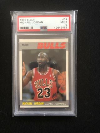 1987 - 88 Fleer Basketball Card 59 Michael Jordan Psa 9 Graded Bulls