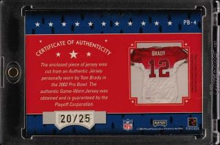 2003 Absolute Memorabilia Pro Bowl Souvenirs Tom Brady PATCH /25 PB - 4 (PWCC) 2