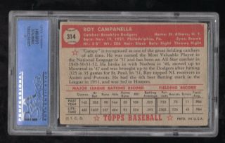 1952 Topps 314 Roy Campanella PSA 2 GOOD 2