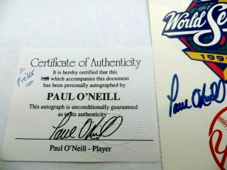 1999 World Series Ticket Stub Signed by - Yankee Great - PAUL O ' NEIL & WS Pin - 4