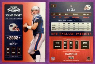 Rare Tom Brady England Patriots 2002 Playoff Contenders Beckett Fb Sample