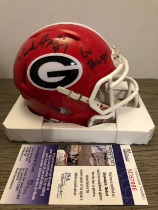 Autographed/signed D’andre Swift Mini Helmet Rookie Jsa University Of Georgia