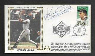 Kevin Mitchell 1989 All Star Signed Gateway Stamp Envelope Anaheim Postmark