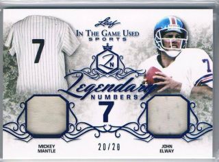 2019 Leaf In The Game Mickey Mantle John Elway Numbers Dual Jersey /20