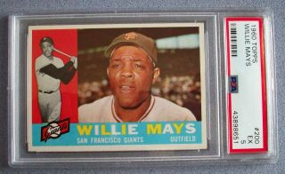 1960 Topps 200 Willie Mays Giants Psa 5 Ex