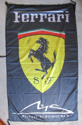 Michael Schumacher Hand Signed Ferrari Large Flag Banner 7 X World Champion