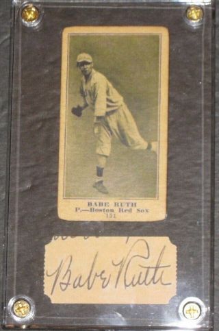 1916 M101 Babe Ruth Sporting News Baseball Card W/signed Cut - (rp) - Read Listing