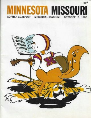 1965 Minnesota V.  Missouri (2 Big 8,  Sugar Bowl Champs) Football Game Program