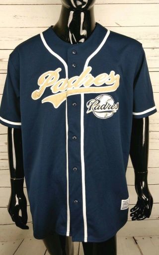 Vintage San Diego Padres True Fan Blue Button Down Jersey Size Xl