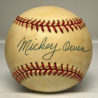 Mickey Owen Single Signed Baseball Autographed Auto Jsa Red Sox Cardinals