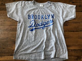 Vintage Starter Brooklyn Dodgers T - Shirt Mens Xl (46 - 48) Gray Blue Screenprint