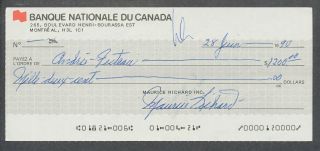 Maurice Richard Signed Processed Canceled Check Autograph Auto 1200