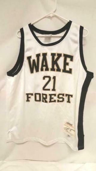 Adidas Tim Duncan 21 Wake Forest Bb Jersey Autograph Patch Graduation Year 46 M