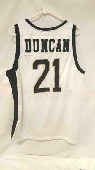 Adidas Tim Duncan 21 Wake Forest BB Jersey Autograph Patch Graduation Year 46 M 2