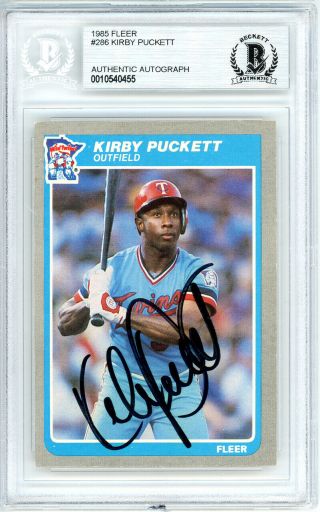 Kirby Puckett Autographed 1985 Fleer Rookie Card 286 Twins Beckett 10540455