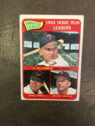 1965 Topps Mickey Mantle Baseball Card Yankees Killebrew 3 Vintage