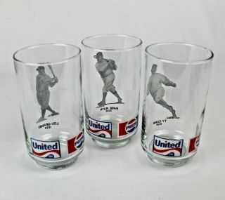 Pepsi United Oil Baseball Libbey Glasses - Babe Ruth,  Lou Gerhig,  Ty Cobb