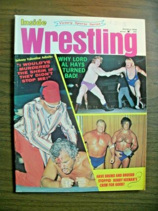 Inside Wrestling 1/74 Apter Heart Punched Bruno - Bruiser Team Jvvssheik Heenan