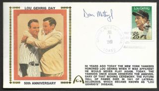 Don Mattingly Gehrig Day 50th Anniversary Autographed Gateway Stamp Envelope