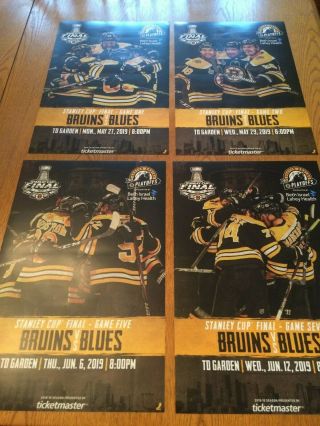2019 Boston Bruins Vs St.  Louis Blues Stanley Cup Finals 4 Game Poster Set 1 - 4
