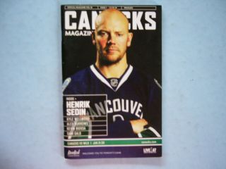 2008/09 Vancouver Canucks Vs Minnesota Wild Nhl Hockey Program Mats Sundin