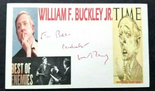 William F.  Buckley National Review Firing Line Autographed 3x5 Index Card
