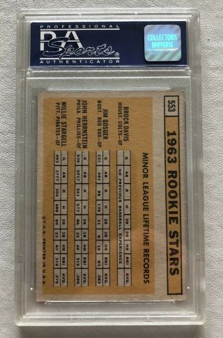1963 Topps Willie Stargell 553 Baseball Card PSA 7 2