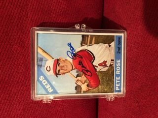 Pete Rose Signed 1966 Topps Reprint Card 30 Auto - - Reprint Card - Live Auto - Signed