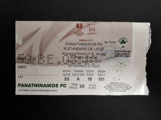 Panathinaikos - Standard De Liege Europa League 2009 - 2010 Match Ticket