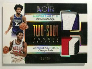 2018 - 19 Panini Noir Two - Shot Rookie Prime Marvin Bagley Iii Wendell Carter 1/25