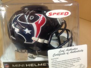 Deandre Hopkins Texans Signed Riddell Mini Helmet Leaf Auto.