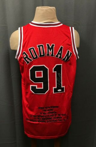 Dennis Rodman 91 Signed Bulls Jersey Autographed Auto Sz Xl Jsa Hof