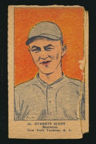 1923 W515 - 1 Strip Cards - 46 Everett Scott (york Yankees) 1st " Iron Man "