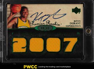2007 Upper Deck Premier Green Kevin Durant Rookie Rc Auto Patch /49 101 (pwcc)