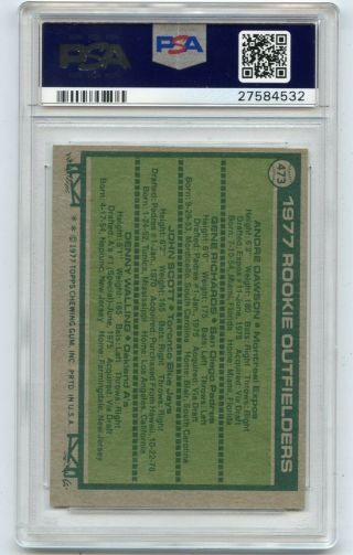 1977 TOPPS 473 ANDRE DAWSON ROOKIE BASEBALL CARD RC MONTREAL EXPOS HOF,  PSA 8.  5 2