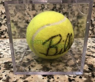 Billie Jean King Signed Tennis Ball With Battle Of The Sexes Cube