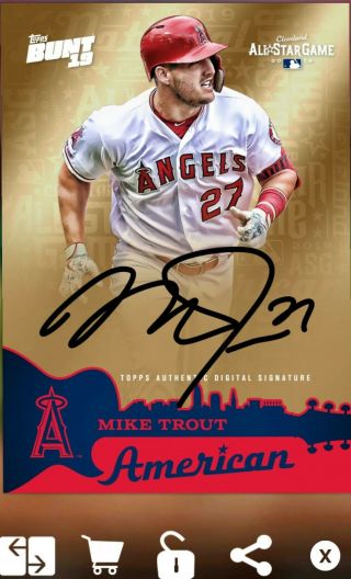 2019 Topps Bunt Mike Trout Gold Signature All Star Digital