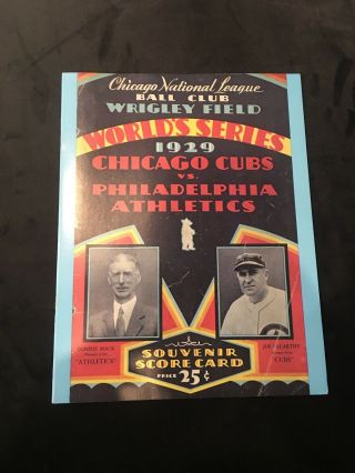 Chicago Cubs Vs Philadelphia Athletics 1929 World Series Souvenir Score Card
