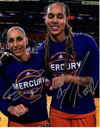 Diana Taurasi & Brittney Griner Autographed 11 X 14 Color Photo Phoenix Mercury