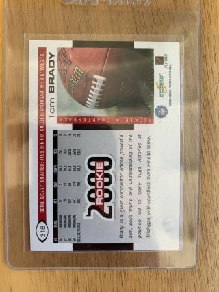 2000 Score Tom Brady Rookie Card 316 GOAT RC 6